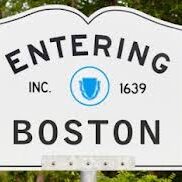 Welcome sign marking entry into Boston, established 1639.